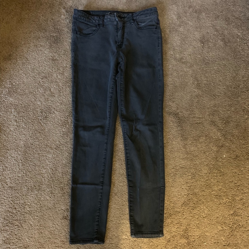 Ae black /gray skinny jegging jeans 8